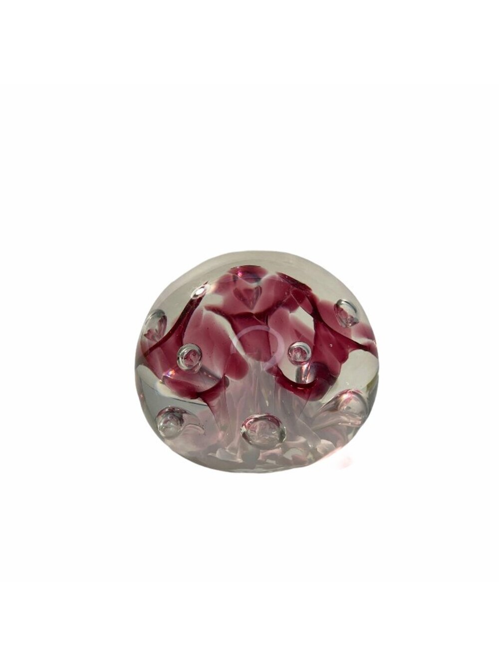 Vintage Joe Rice St Clair Art Glass Paperweight Pink Trumpet Flowers 1999